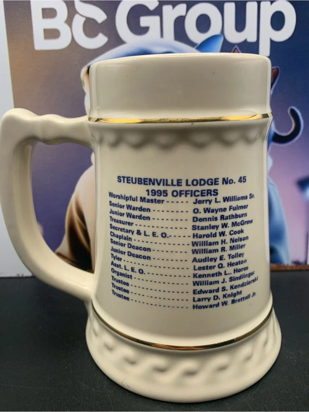 Vintage Steubenville Ohio Masonic Mason Lodge #45 175th Anniversary Mug Stein